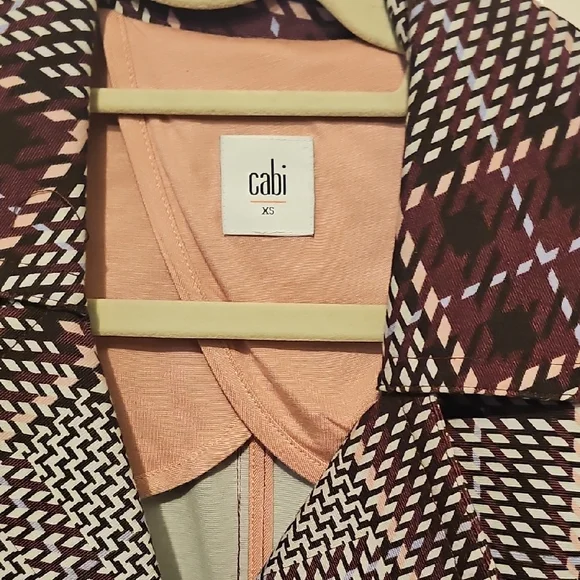 CAbi Burgundy and White Plaid Trench Coat - Picture 12 of 14